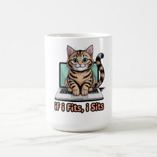 Caneca De Café Se Eu Caibo, Eu Sento Presente de Gato Engraçado p