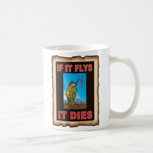 Caneca De Café SE FLYS ELE MORRE azul (Direita)