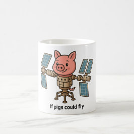 Caneca De Café Se os porcos pudessem voar - Estação espacial Pigg