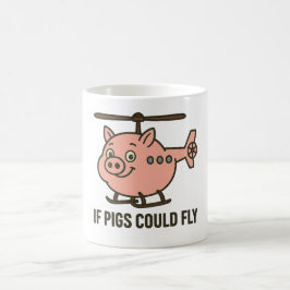 Caneca De Café Se os porcos pudessem voar - helicóptero