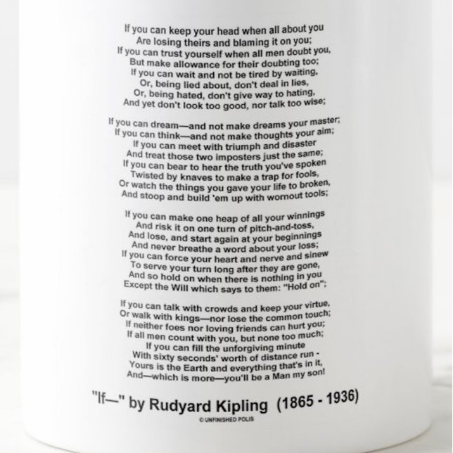 Caneca De Café Se Poema De Rudyard Kipling (Poema Inspiracional) (Infamous and immortal poem "If-" by Rudyard Kipling on this mug)