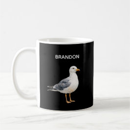 Caneca De Café Seagull Bird Beach Ocean Coast Black Watercolor