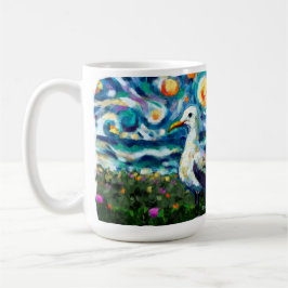 Caneca De Café Seagull Van Gogh Style Beach Sky Blue Teal