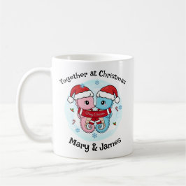 Caneca De Café Seahorse Couple Christmas Personalized Mug