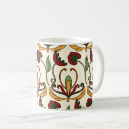 Caneca De Café Seamless floral pattern with red and yellow 