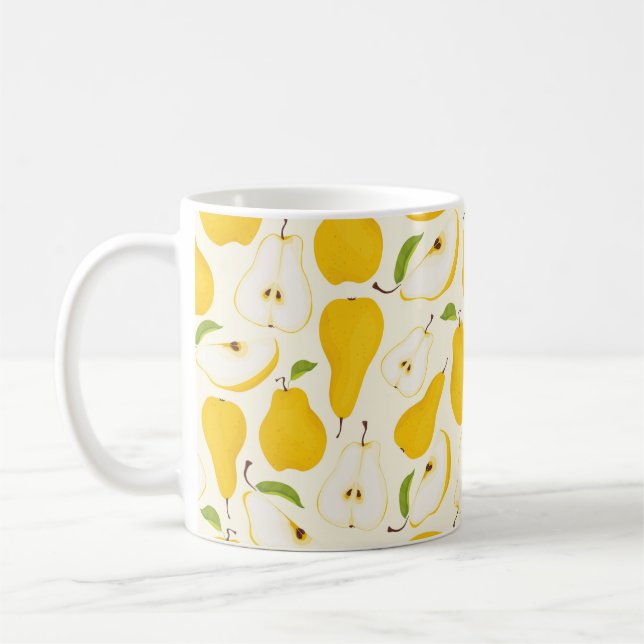 Caneca De Café Seamless pear pattern. Different pears whole fruit (Esquerda)
