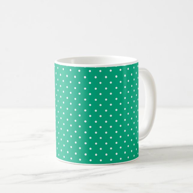 Caneca De Café Seamless solid teal polka dot pattern (Frente Esquerda)