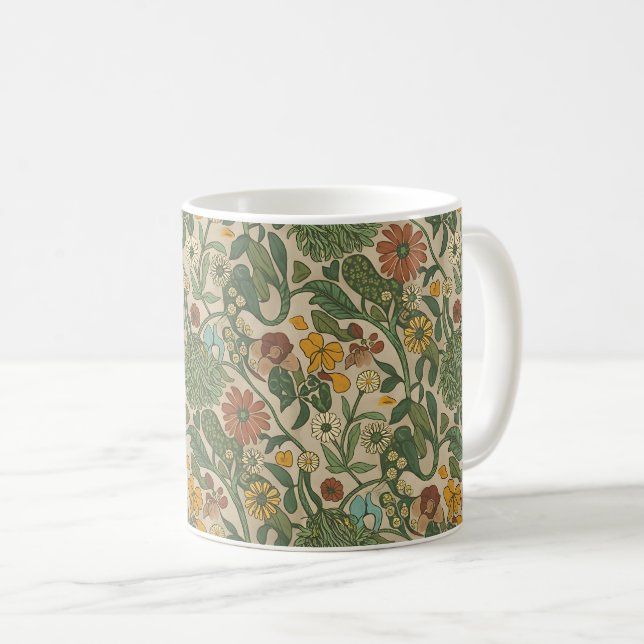 Caneca De Café Seamless vintage botanical pattern  (Frente Esquerda)
