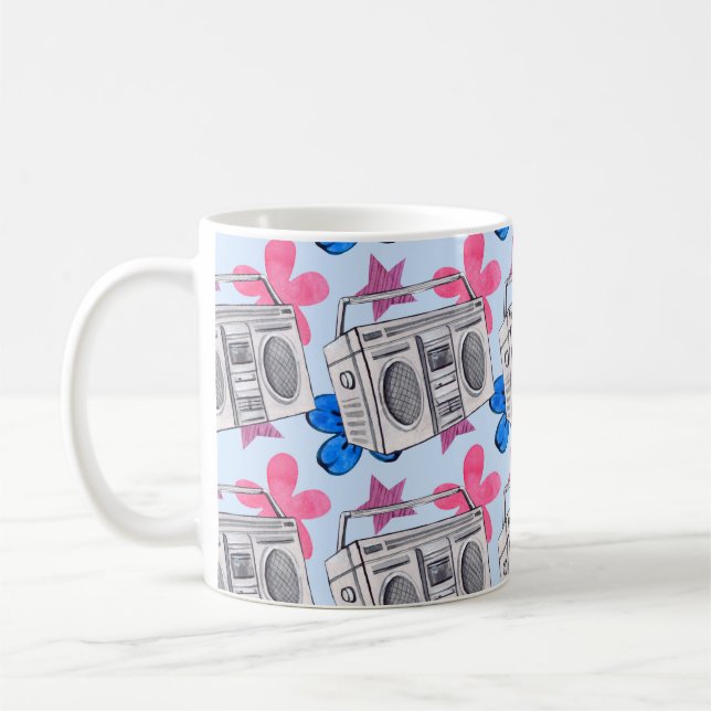 Caneca De Café Seamless watercolor pattern in 90s style (Esquerda)