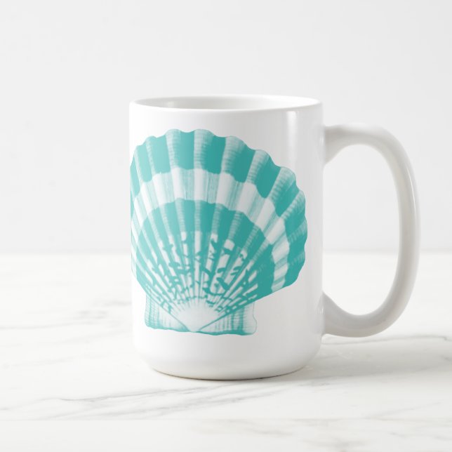 Caneca De Café Seashell - aqua mole e branco (Direita)
