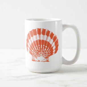 Caneca De Café Seashell - laranja e branco de coral