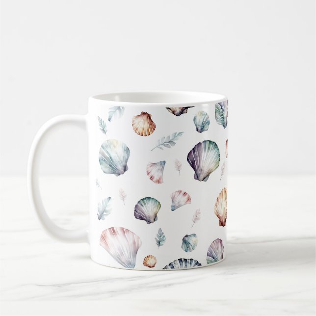 Caneca De Café Seashell Ocean Beach Sea Shell Design 358 (Esquerda)