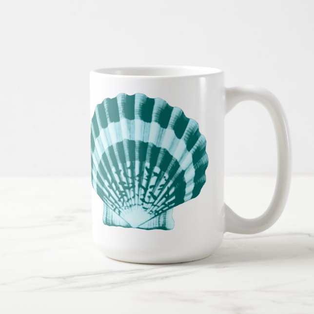 Caneca De Café Seashell - Sombras de azul lacrimogêneo (Direita)