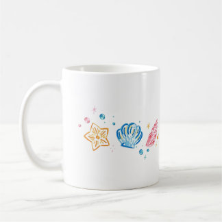 Caneca De Café Seashell & Starfish Doodle – Ocean Aesthetic Desig