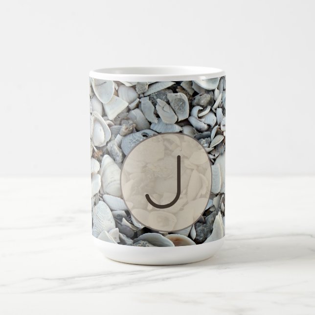 Caneca De Café Seaside Shells Initial Mug Art (Centro)