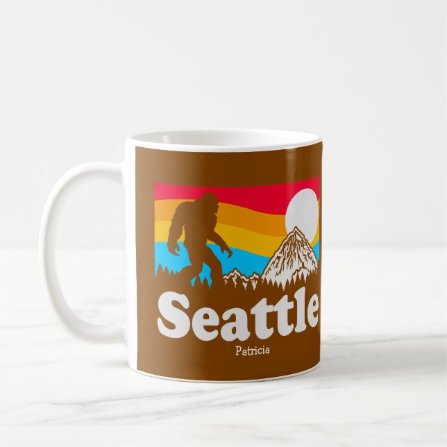 Caneca De Café Seattle Big Foot/Sasquatch Personalizado (Esquerda)