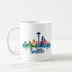 Caneca De Café Seattle City watercolor Skyline Mug