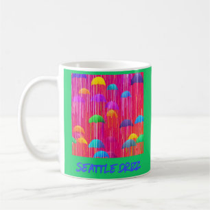 Caneca De Café Seattle Drizzle Guarda-chuvas Coloridos