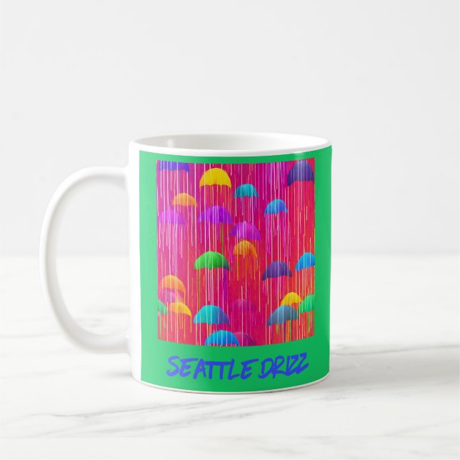 Caneca De Café Seattle Drizzle Guarda-chuvas Coloridos (Esquerda)