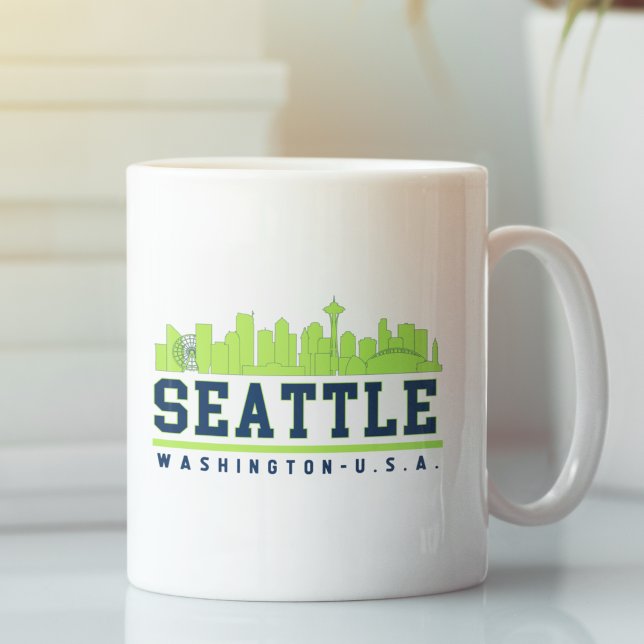 Caneca De Café Seattle Washington Beautiful Skyline City (Criador carregado)