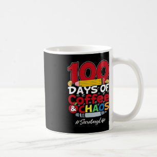 Caneca De Café Secretário 100 Dias de Café e Caos 100º Dia O
