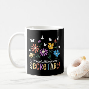 Caneca De Café Secretário de Participação Escolar Flores Selvagen