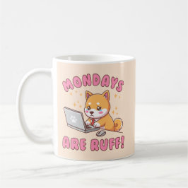 Caneca De Café Segundas-feiras São Difíceis - Cachorro Shiba Inu 