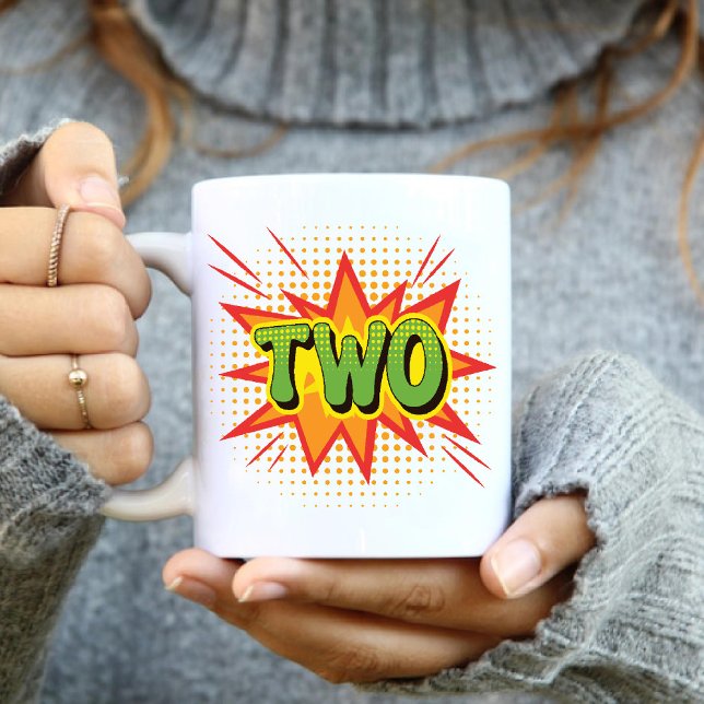 Caneca De Café Segundo aniversário de Theme Toddler para Crianças (Comic Superhero Theme Toddler Kids 2nd Birthday Coffee Mug)