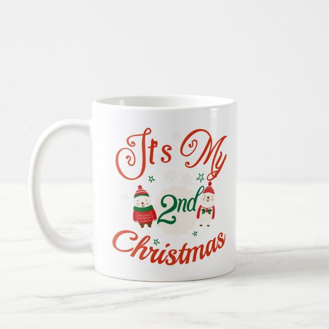 Caneca De Café Segundo Natal do bebê T-shirt do Toddler (Esquerda)