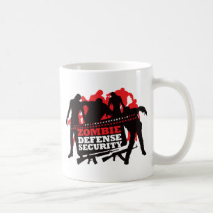 Caneca De Café Segurança da defesa do zombi - preto e vermelho