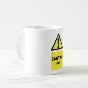 Caneca De Café Segurança de Sinal de Quente Amarelo Negrito