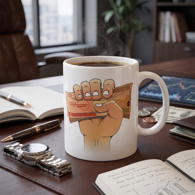 Caneca De Café Segurando Dinheiro (Criador carregado)