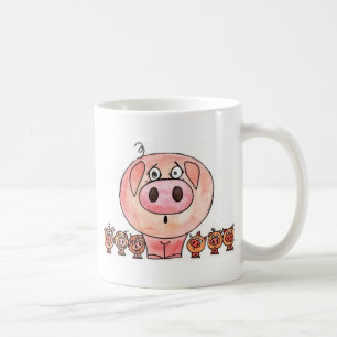 Caneca De Café Seis porcos pequenos