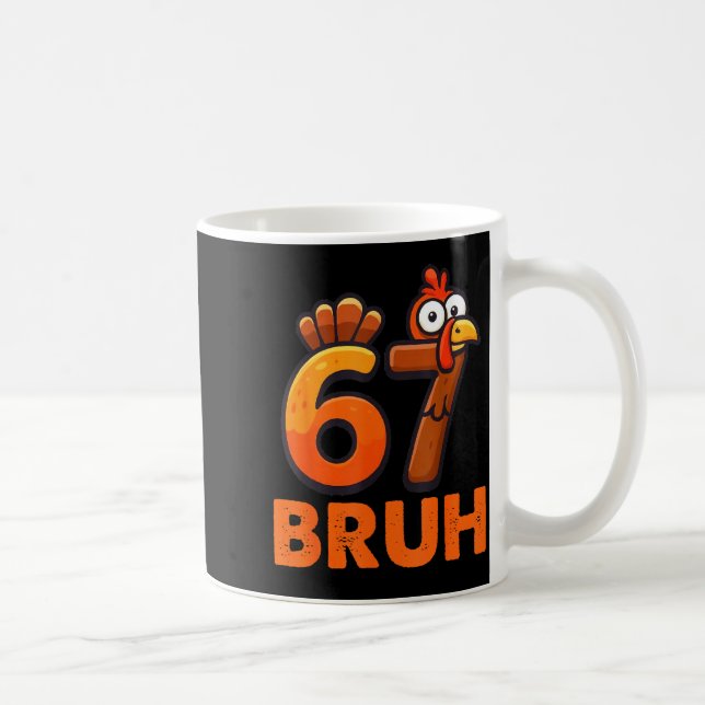 Caneca De Café Seis Sete 67 Meme Dia de Ação de Graças Engraçado  (Direita)