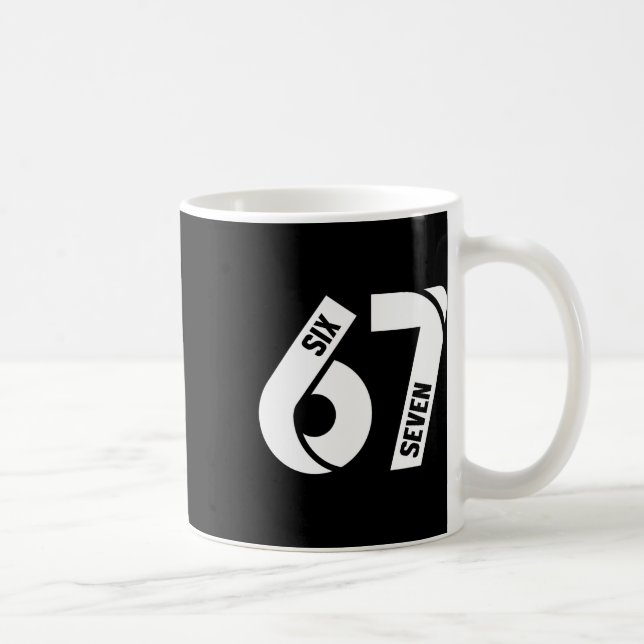 Caneca De Café Seis Sete 6 7 Meme Número Divertido 67 Vamos Lá Se (Direita)
