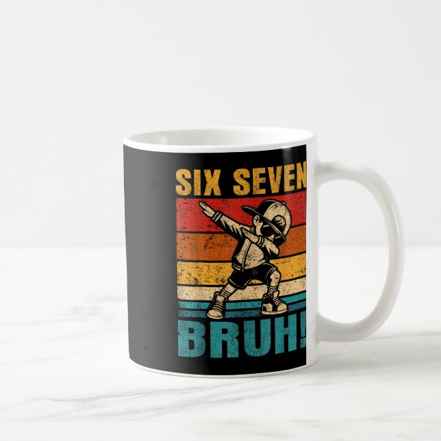 Caneca De Café Seis Sete Bruh Dabbing Menino Divertido 67 Meme Ge (Direita)