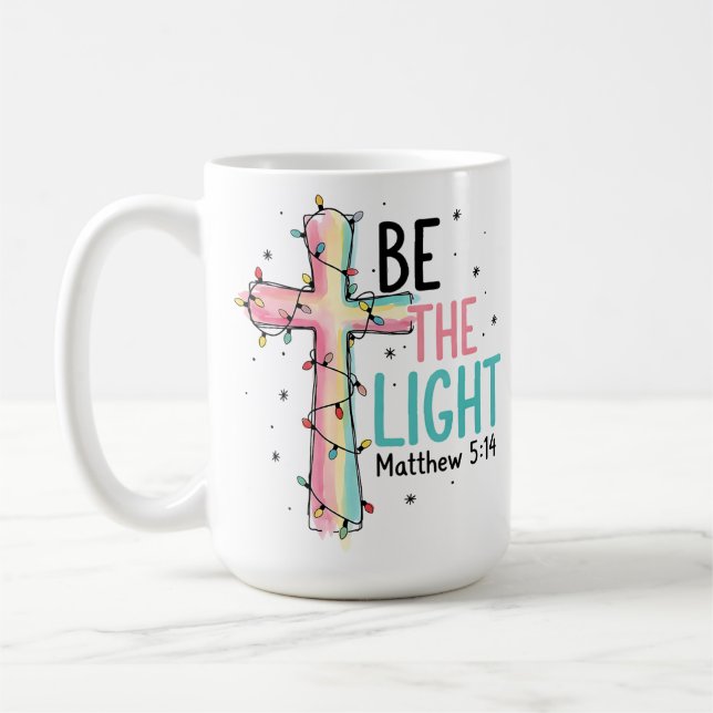 Caneca De Café Seja a Luz Cruz Cristã Natal (Esquerda)