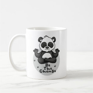 Caneca De Café Seja a Mudança Kawaii Panda Divertido Fazendo Pose