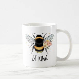 Caneca De Café Seja Amável Design Floral Fofo de Abelha Inspirado
