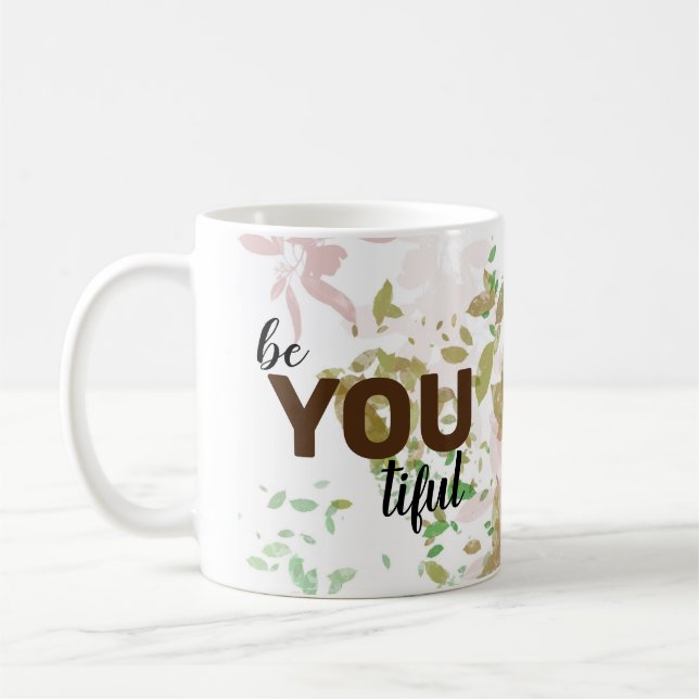Caneca De Café Seja Belo Rosa Floral  (Esquerda)