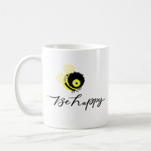 Caneca De Café "Seja Feliz" Abelha Inspiradora