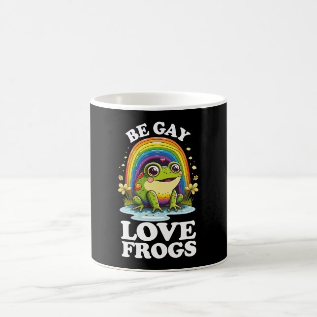 Caneca De Café Seja Gay Love Sapos Engraçados Orgulho LGBTQ Rainb (Centro)