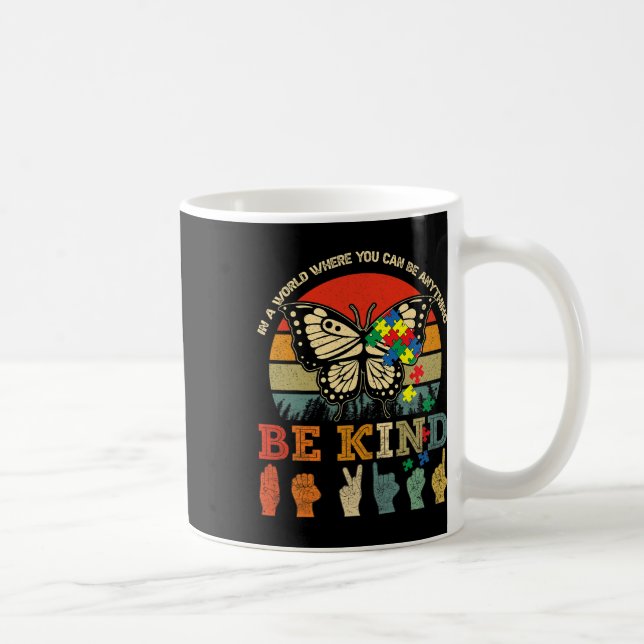Caneca De Café Seja gentil com a borboleta Quebra-cabeça Asl Prof (Direita)