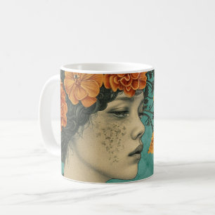 Caneca De Café Seja gentil com sua mente, verde artístico B/G