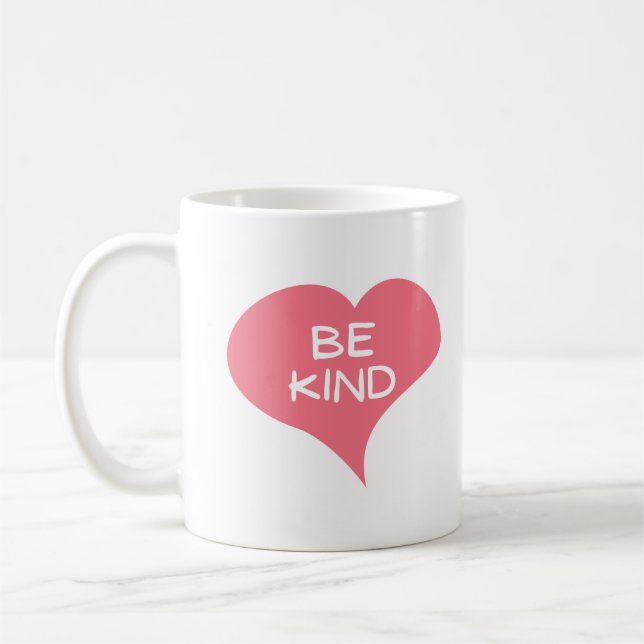 Caneca De Café SEJA GENTIL Coração de Amor Rosa (Esquerda)