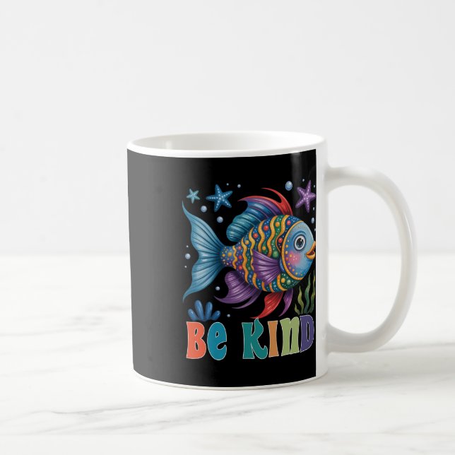 Caneca De Café Seja Gentil Escala Arco-íris Peixe Professor Lendo (Direita)