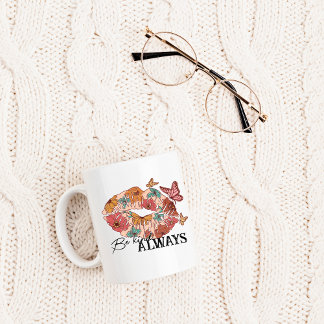 Caneca De Café Seja gentil, Lábios de flores silvestres de borbol