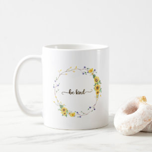 Caneca De Café Seja gentil, Solha Botânica Floral de Girassol