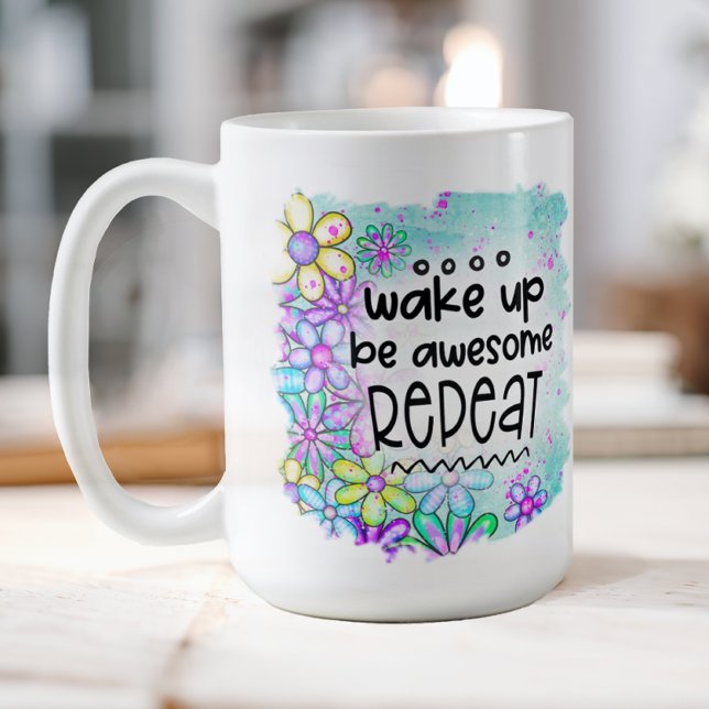 Caneca De Café Seja Incrível (A fun, floral motivational coffee mug that reminds you that you are awesome.)