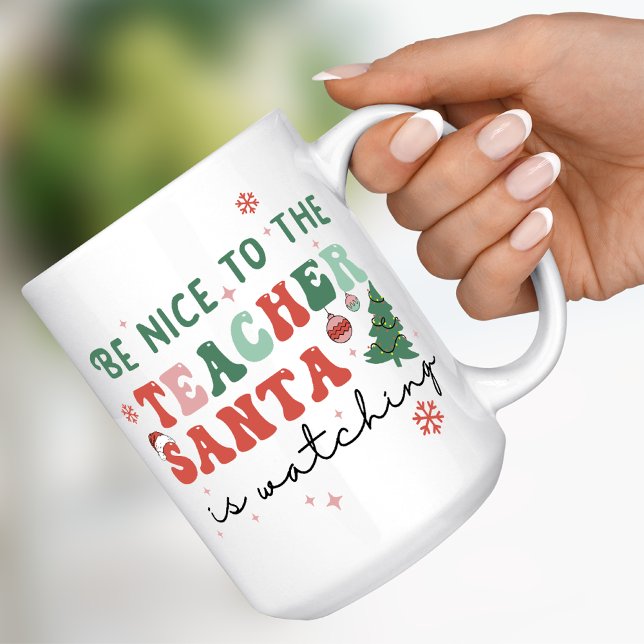 Caneca De Café Seja Legal com o Professor Papai Noel Está Observa (Criador carregado)